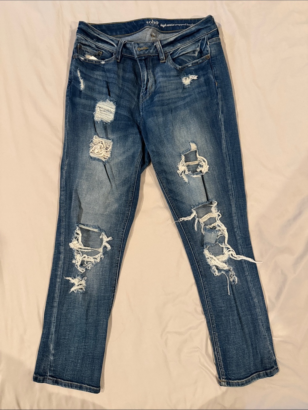 Soho Women's Distressed Dark Blue Skinny Jeans